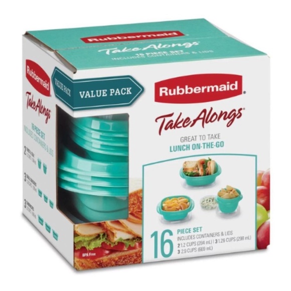 Rubbermaid 16 Piece Set Teal Splash TakeAlongs On the Go Food Storage Containers - Picture 1 of 9